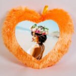 Sublimation Fur Cushions Heart Orange